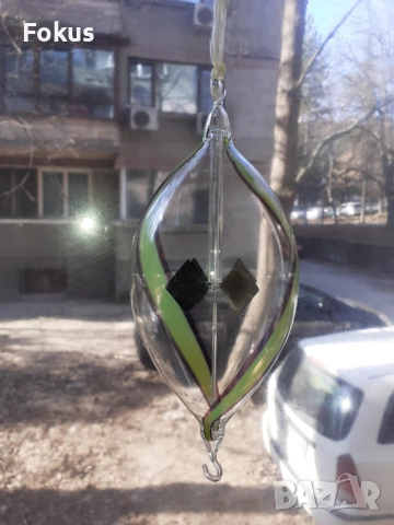 Топка духано стъкло ръчно рисувана супер финна с въртележка, снимка 2 - Антикварни и старинни предмети - 53390170