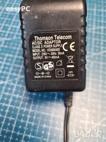 Оригинален захранващ адаптер THOMSON TELECOM VD080040D 8V 400mA