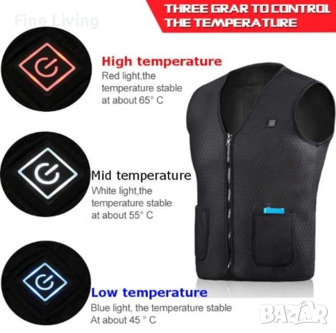 Унисекс електрически термичен елек за зимния период с USB свързаност/Ефективно предпазва от студ пре, снимка 10 - Други - 53085985