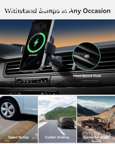  Ново Qi2 15W Магнитно Безжично Зарядно и Държач за Телефон за Кола, снимка 4 - Друга електроника - 51684338