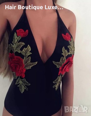 5 ЛЕВА ‼️ Черно боди с уникална бродерия 🌹, снимка 3 - Бельо - 38569685