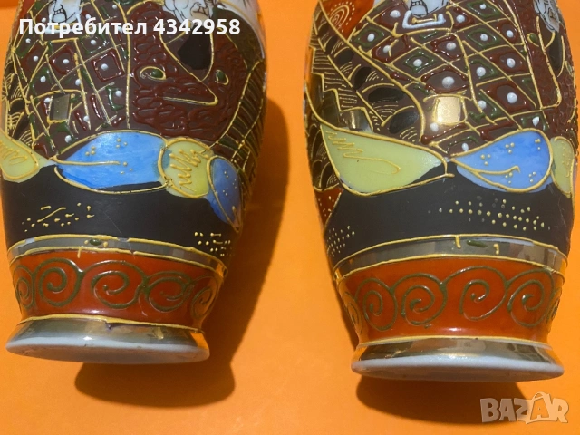  Винтажни японски порцеланови декоративни вази.1930-те г., снимка 4 - Антикварни и старинни предмети - 53261507