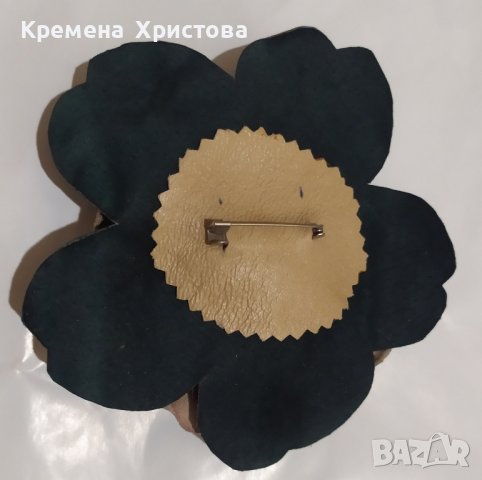 Брошка от естествена кожа - Роза, снимка 2 - Други - 43573329