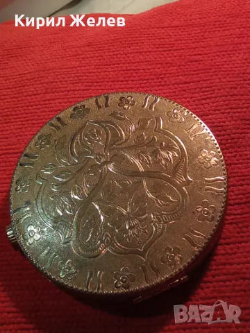 СТАРИННА РЕТРО ОРНАМЕНТИРАНА ДЕБЕЛО ПОЗЛАТЕНА АНГЛИЙСКА АРИСТОКРАТИЧНА ПУДРИЕРА ОГЛЕДАЛЦЕ 46908, снимка 17 - Антикварни и старинни предмети - 46510851