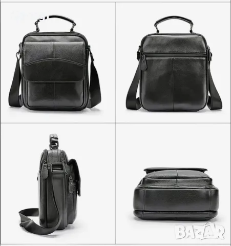 Мъжка кожена бизнес чанта /Върхова черна естествена кожа!, снимка 10 - Чанти - 49279149