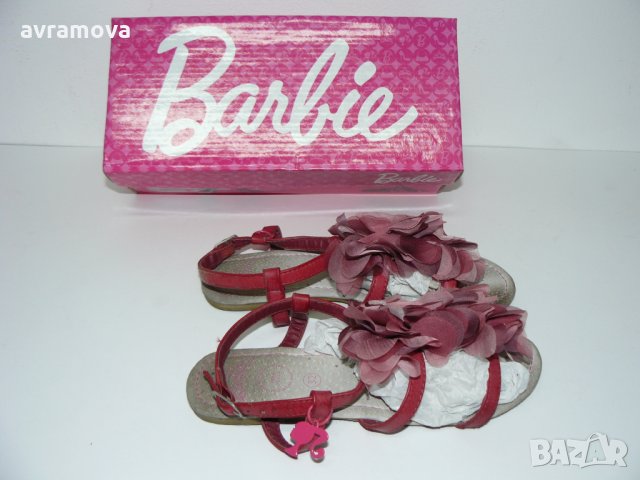 Barbie сандали, естествена кожа, текстил богато цвете – 32 номер, снимка 1 - Детски сандали и чехли - 28723193
