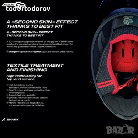 Мото Каска мотор SHARK AERON GP REPLICA R. Fernandez MotoGP helmet, снимка 9 - Аксесоари и консумативи - 50296703