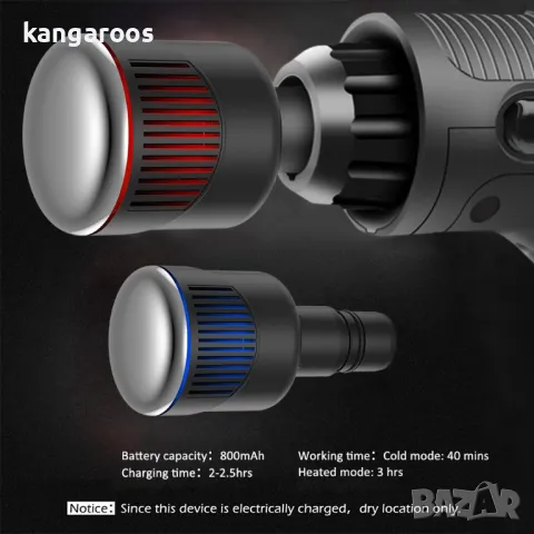 Глава на пистолет за масаж с топлина и охлаждане, глава на пистолет за горещ и студен масаж за облек, снимка 3 - Масажори - 47808771