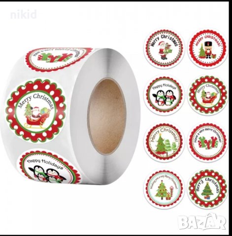 100 бр merry christmas happy holidays коледни малки самозалепващи лепенки стикери за ръчна