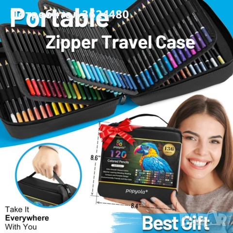 Комплект Цветни Моливи 120 Цвята В ЧАНТА С ЦИП 4824, снимка 2 - Рисуване и оцветяване - 52643593