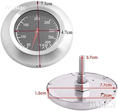 Професионален термометър за барбекю, грил и фурна до 430°C, снимка 4 - Барбекюта - 53427276