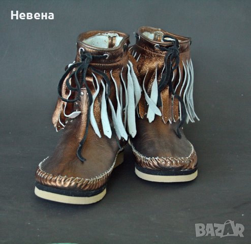 Боти Дамски Бронз Естествена Кожа номер 37, снимка 3 - Дамски боти - 38980875