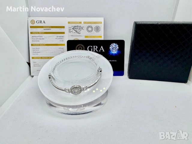 Сребърна гривна с мойсанит (Диамант) 1 карат, снимка 2 - Гривни - 51696001
