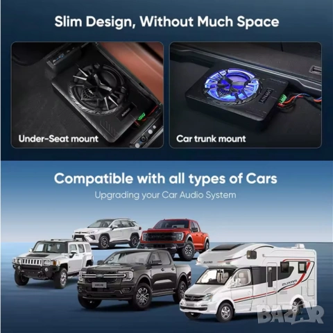 Компактен 10” автомобилен 800W(peak) активен субуфер, снимка 3 - Аксесоари и консумативи - 53449047