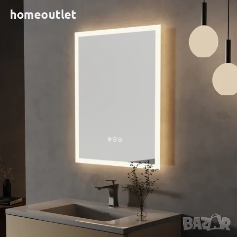 ПРОМОЦИЯ LED огледало за баня със сензорен превключвател LUVODI XMR-C28-118-EU-V1, снимка 3 - Огледала - 49675213