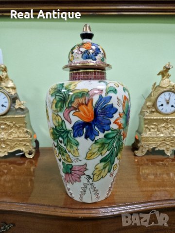 Красива антикварна белгийска порцеланова урна купа ваза H.BEQUET 