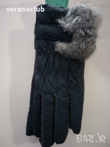 Дамски зимни ръкавици Естествен пух Сиви, снимка 2 - Ръкавици - 43735116