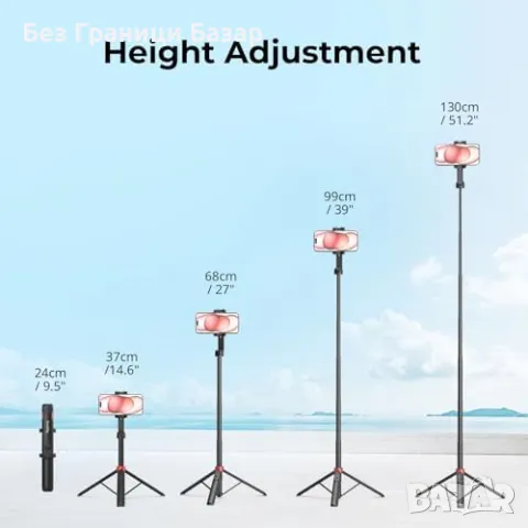 Нов Мобилен трипод и селфи стик SMALLRIG, за iPhone/Android, 360° въртене, снимка 3 - Селфи стикове, аксесоари - 47624082