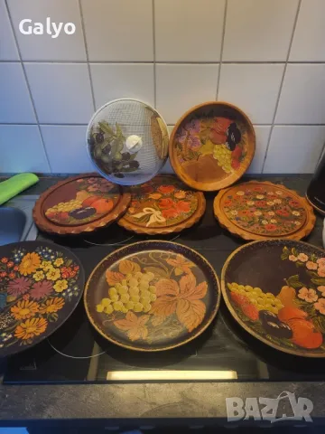 Сари дървени чинии за декорация 
