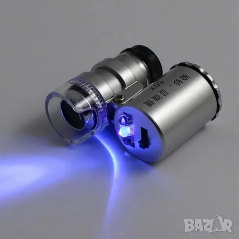 Джобен мини микроскоп 60X увеличение 3 LED, снимка 6 - Нумизматика и бонистика - 48052867