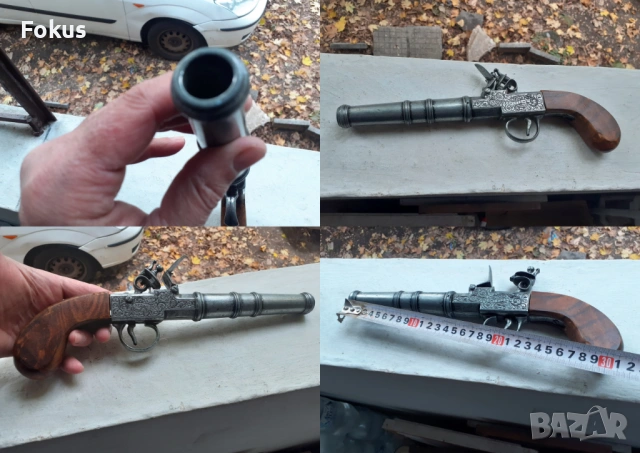 Страхотен тежък масивен кремъчен пищов - реплика, снимка 7 - Антикварни и старинни предмети - 53294360