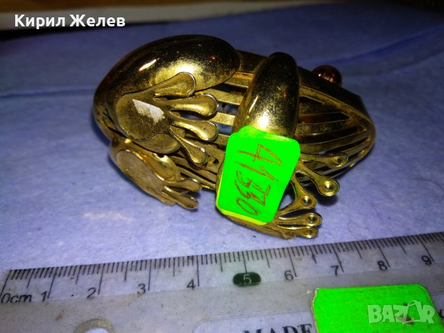 СТАРА ПОЗЛАТЕНА МЕТАЛНА КЪСМЕТЛИЙСКА ЖАБКА - КУТИЙКА За СКЪПОЦЕННОСТИ ФИГУРКА 41330, снимка 8 - Колекции - 43590146