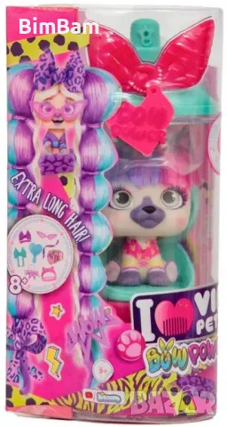 Модно кученце за прически с много дълга коса и аксесоари I Love VIP Pets Bow Power / Нати