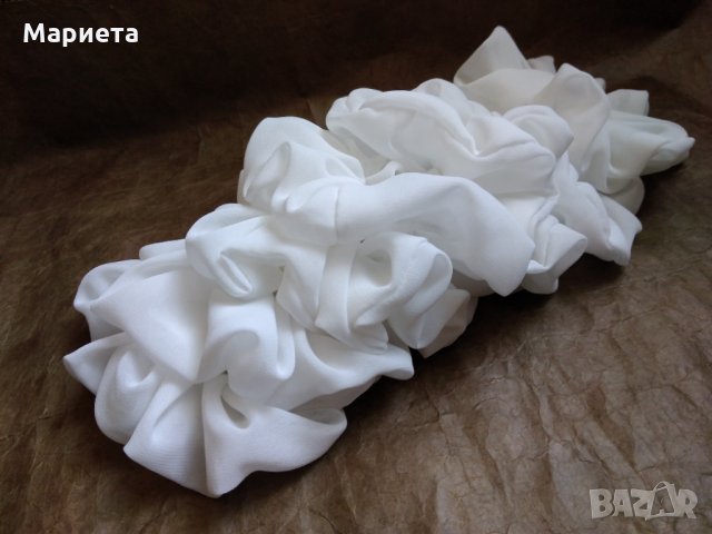 ❤️Скрънчи Бяло и Черно Скрънч Ластик за коса Ластик от плат Скрънчита Ръчна Изработка , снимка 5 - Аксесоари за коса - 29603202