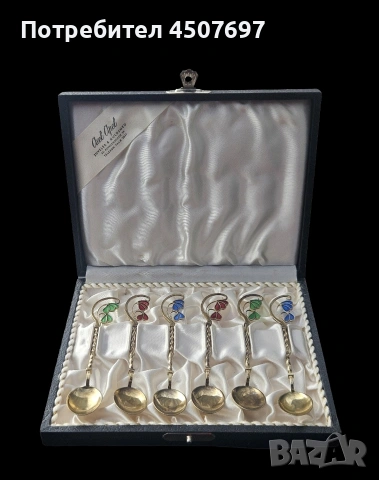 Красиви сребърни лъжици с емайл Plique-а-Jour., снимка 5 - Антикварни и старинни предмети - 53138444