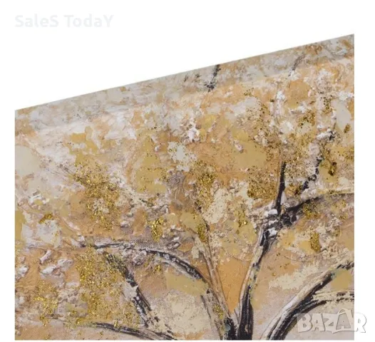 Картина с бои, златни блестящи детайли, 90x30x2,5 см , снимка 3 - Картини - 49217104