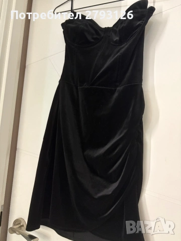 Черна рокля BERSHKA , снимка 4 - Рокли - 53588552