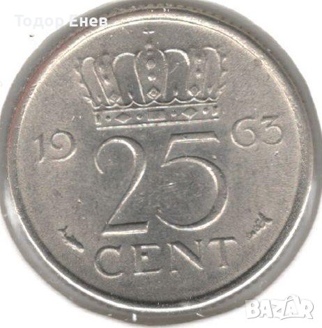 Netherlands-25 Cents-1963-KM# 183-Juliana
