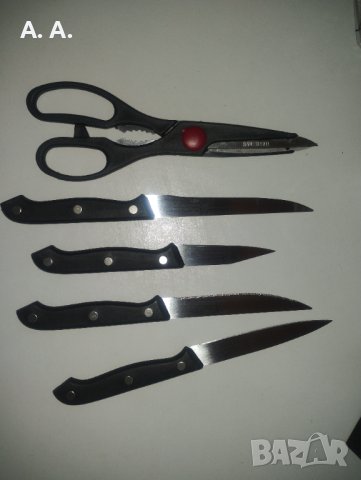 Комплект ножове Renberg, 6 части (4 ножа, 1 ножица, 1 поставка), снимка 3 - Други - 43772111
