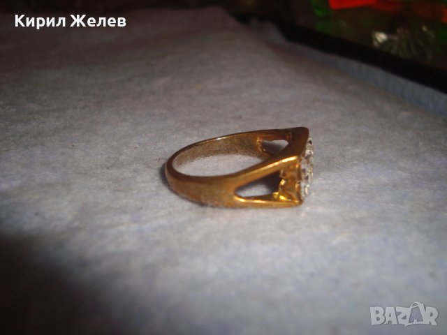 СТАР БРОНЗОВ ЗЛАТИСТ АРИСТОКРАТИЧЕН АРТ ДЕКО СТИЛ ПРЪСТЕН с ЦИРКОНИ 24926, снимка 10 - Пръстени - 37473060