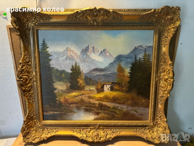 алпийски пейзаж/платно/ в масивна барокова рамка
