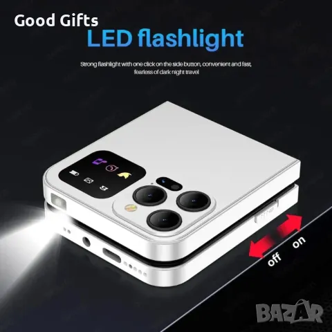 Сгъваем Телефон Mini Flip A50 Smart Phone с 2 SIM карти Мини Телефон GSM, снимка 7 - Други - 48075278