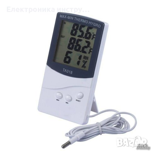 Настолен термометър и влагомер TA318 със сонда и 2 температури -40°C до 70°C  10% до 98%, снимка 2 - Други стоки за дома - 43127565