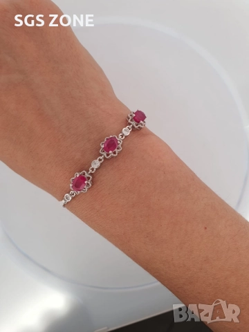 СРЕБЪРНА ГРИВНА С НАТУРАЛЕН РУБИН, САПФИР, ИЗУМРАД ИЛИ ОПАЛ, снимка 5 - Гривни - 52374786