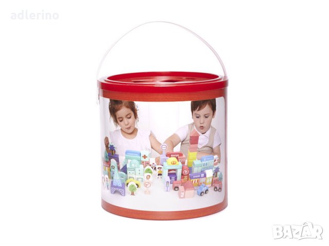 Комплект дървени блокове Град 3, образователен градски пъзел, 128 елемента, креативна детска игра, снимка 7 - Конструктори - 34312697