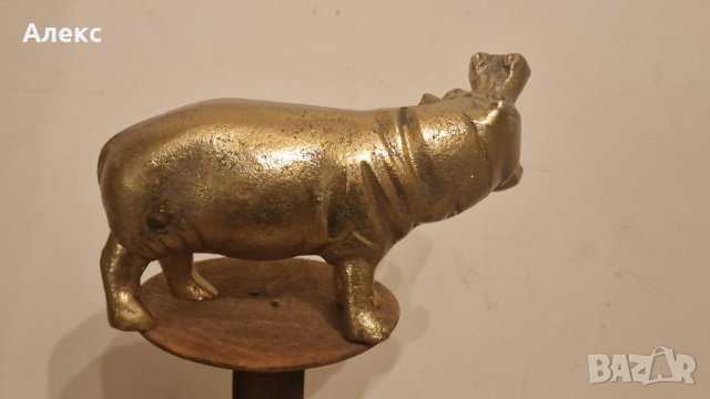 Масивен метален хипопотам., снимка 2 - Антикварни и старинни предмети - 43788730