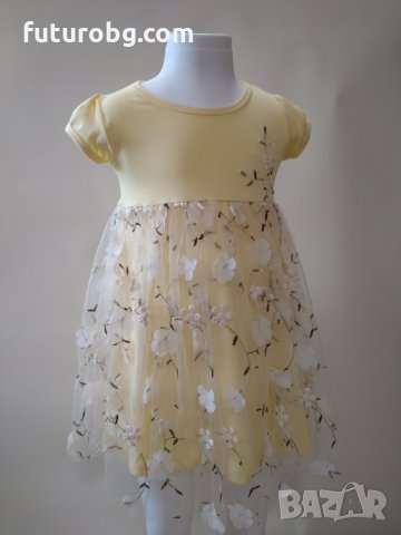 Жълта рокля с цветя за малка принцеса  , снимка 1 - Детски рокли и поли - 33017052