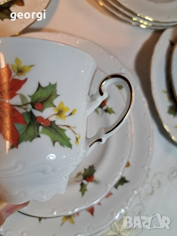 немски порцеланов сервиз за кафе дъбов лист Johann Feltmann 33/2, снимка 8 - Сервизи - 53396157