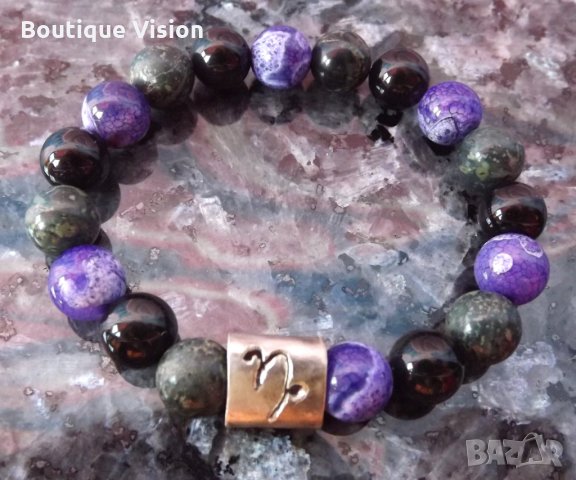 Ново! ГРИВНИ - ЗОДИИ от сребро 950 проба със скъпоценни и полускъпоценни камъни, снимка 10 - Гривни - 32958979