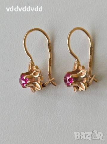 СССР златни обеци 14 карата, снимка 10 - Обеци - 52120428