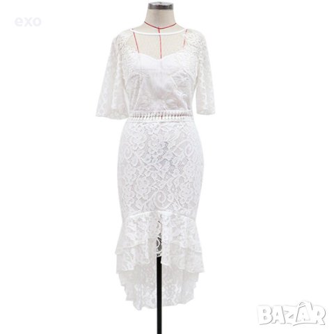 Елегантна рокля дантела, Дантелена рокля, Бяла дантелена рокля, снимка 5 - Рокли - 43243678