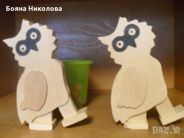 Дървени сови за декорация - 2 броя, снимка 1 - Декорация за дома - 35575644