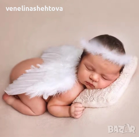 Ангелски крила за фотосесия на бебе 