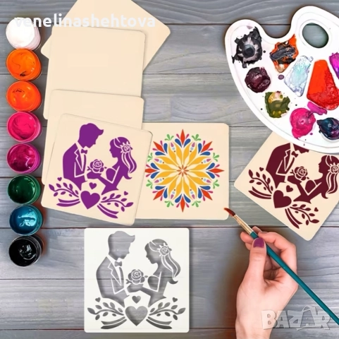 Булка и младоженец шаблон стенсил за декорация на торта скрапбукинг текстил , снимка 2 - Други - 52770090