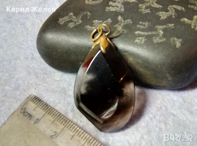 СТАР КРИСТАЛЕН РЕТРО АРТ МЕДАЛЬОН ОПУШЕН КВАРЦ и БРОНЗ 39248, снимка 2 - Антикварни и старинни предмети - 48828804