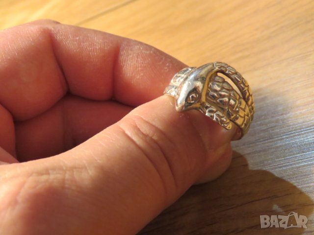 Мъжки Сребърен пръстен змия  - моторджийски, мото аксесоари, мото екипировка, снимка 2 - Пръстени - 26727140